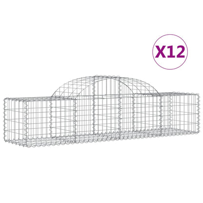 Arched Gabion Baskets 12 pcs 200x50x40/60 cm Galvanised Iron