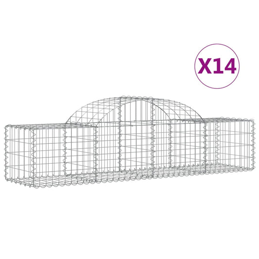 Arched Gabion Baskets 14 pcs 200x50x40/60 cm Galvanised Iron