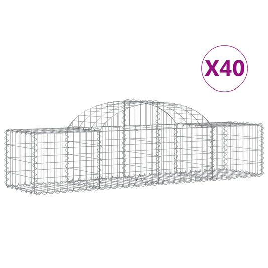 Arched Gabion Baskets 40 pcs 200x50x40/60 cm Galvanised Iron