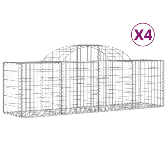 Arched Gabion Baskets 4 pcs 200x50x60/80 cm Galvanised Iron