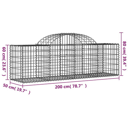 Arched Gabion Baskets 12 pcs 200x50x60/80 cm Galvanised Iron