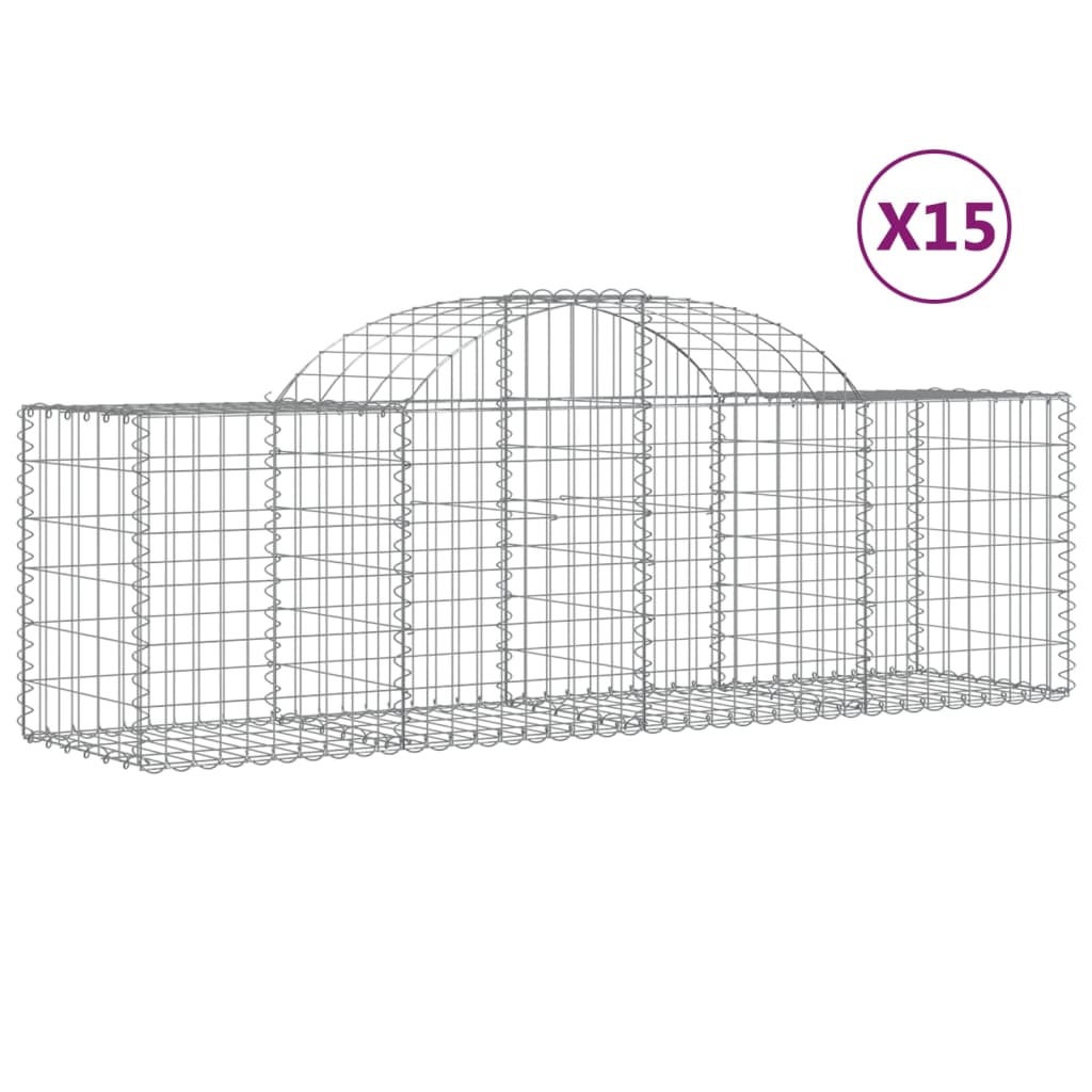 Arched Gabion Baskets 15 pcs 200x50x60/80 cm Galvanised Iron