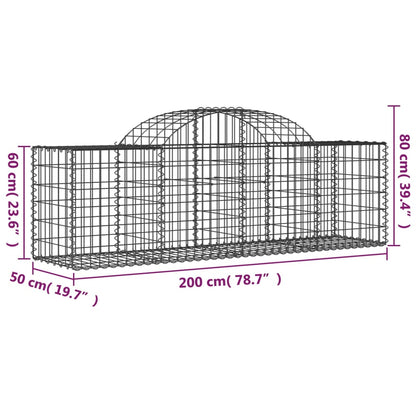 Arched Gabion Baskets 15 pcs 200x50x60/80 cm Galvanised Iron