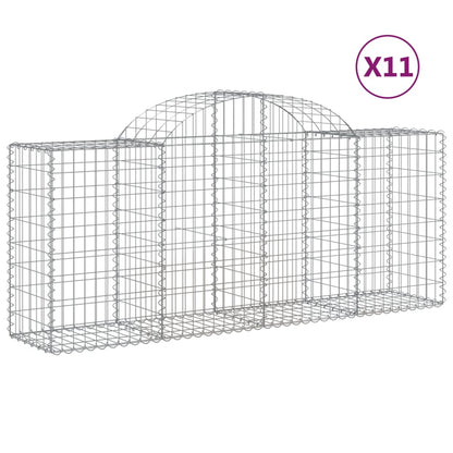 Arched Gabion Baskets 11 pcs 200x50x80/100 cm Galvanised Iron