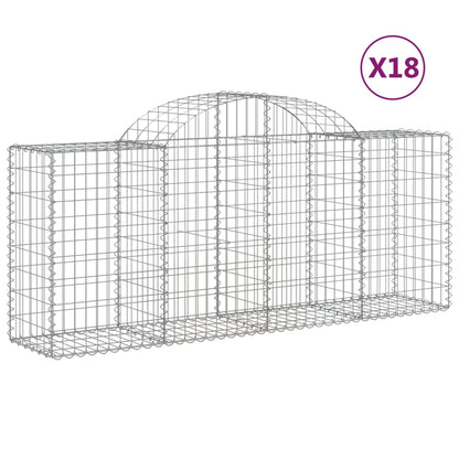 Arched Gabion Baskets 18 pcs 200x50x80/100 cm Galvanised Iron