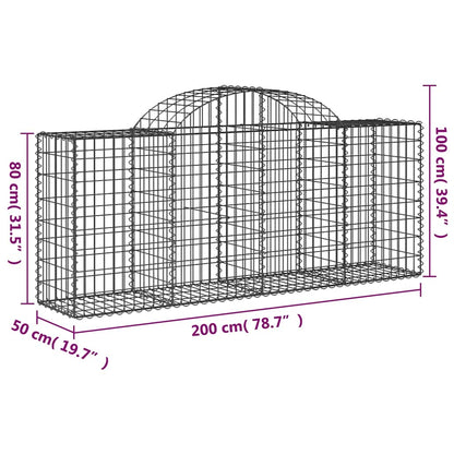Arched Gabion Baskets 20 pcs 200x50x80/100 cm Galvanised Iron
