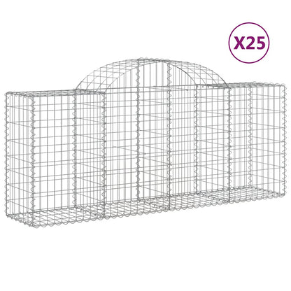 Arched Gabion Baskets 25 pcs 200x50x80/100 cm Galvanised Iron
