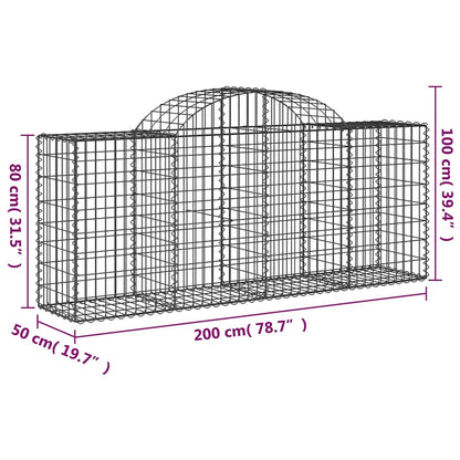 Arched Gabion Baskets 25 pcs 200x50x80/100 cm Galvanised Iron