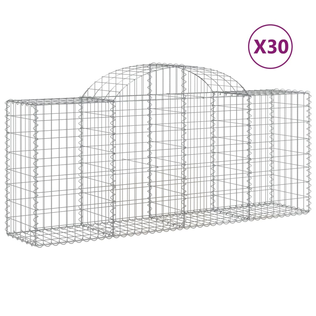 Arched Gabion Baskets 30 pcs 200x50x80/100 cm Galvanised Iron