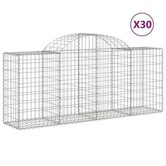 Arched Gabion Baskets 30 pcs 200x50x80/100 cm Galvanised Iron