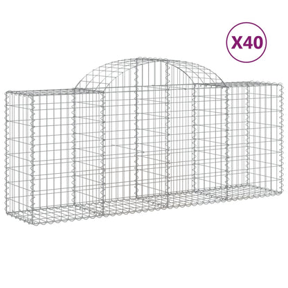 Arched Gabion Baskets 40 pcs 200x50x80/100 cm Galvanised Iron