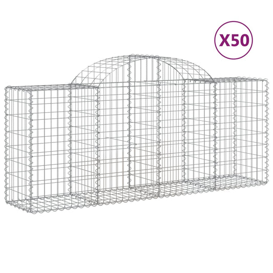 Arched Gabion Baskets 50 pcs 200x50x80/100 cm Galvanised Iron