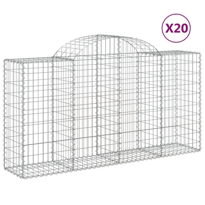 Arched Gabion Baskets 20 pcs 200x50x100/120 cm Galvanised Iron