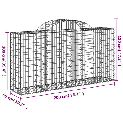 Arched Gabion Baskets 40 pcs 200x50x100/120 cm Galvanised Iron