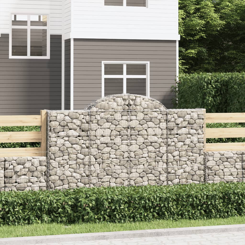 Arched Gabion Baskets 15 pcs 200x50x120/140 cm Galvanised Iron
