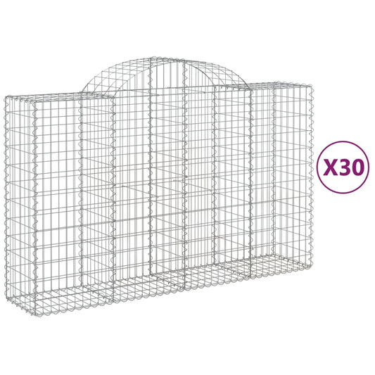 Arched Gabion Baskets 30 pcs 200x50x120/140 cm Galvanised Iron