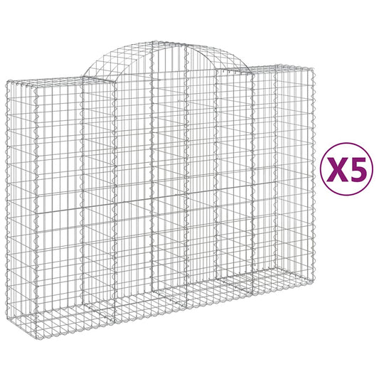 Arched Gabion Baskets 5 pcs 200x50x140/160 cm Galvanised Iron