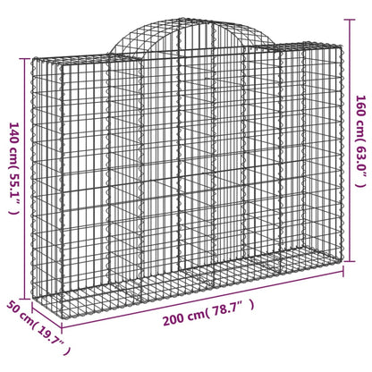 Arched Gabion Baskets 13 pcs 200x50x140/160 cm Galvanised Iron