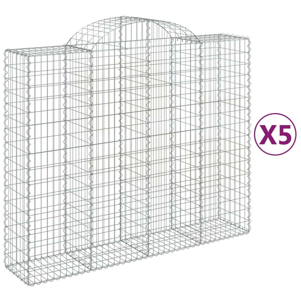 Arched Gabion Baskets 5 pcs 200x50x160/180 cm Galvanised Iron