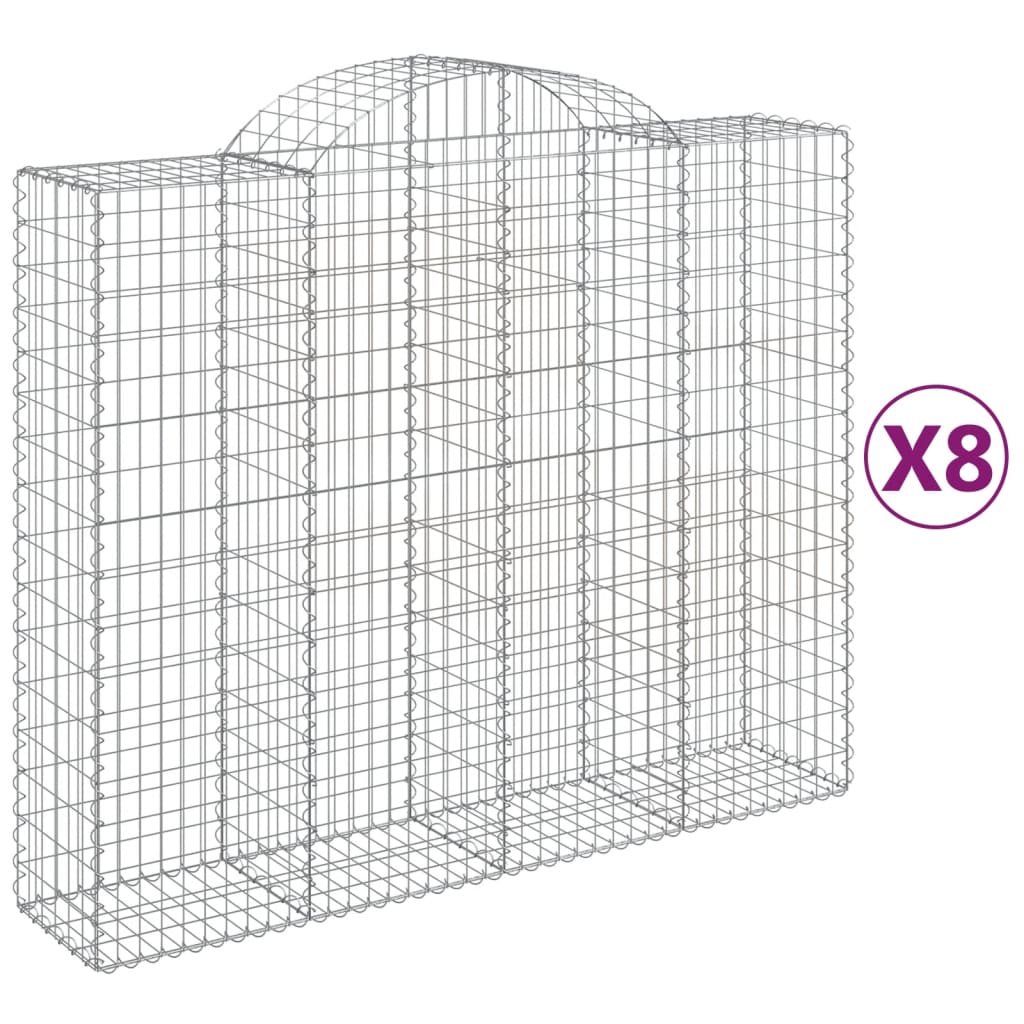 Arched Gabion Baskets 8 pcs 200x50x160/180 cm Galvanised Iron