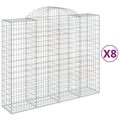 Arched Gabion Baskets 8 pcs 200x50x160/180 cm Galvanised Iron
