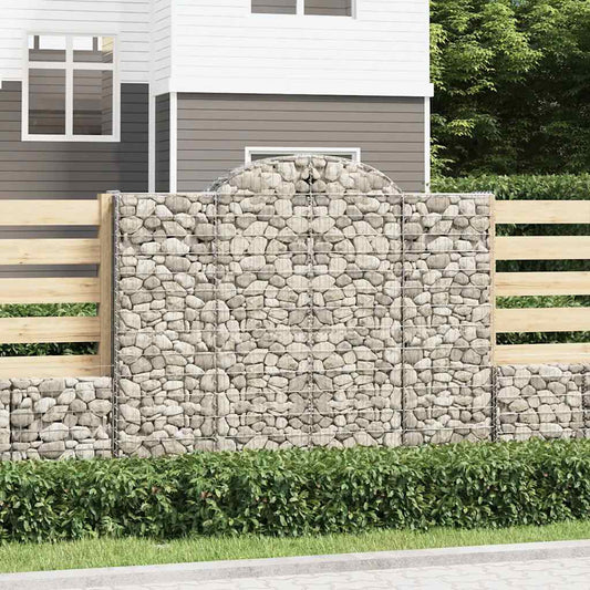 Arched Gabion Baskets 15 pcs 200x50x160/180 cm Galvanised Iron