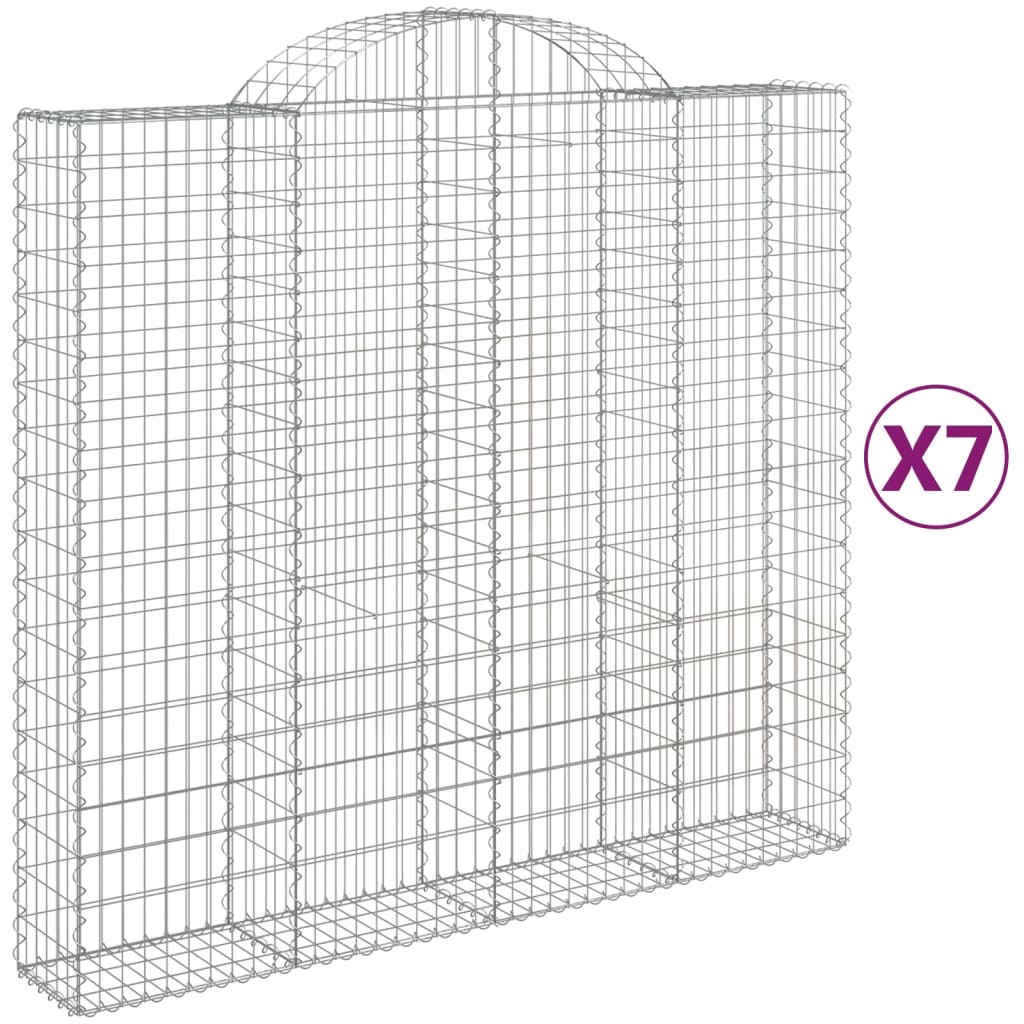 Arched Gabion Baskets 7 pcs 200x50x180/200 cm Galvanised Iron