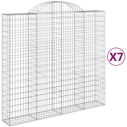 Arched Gabion Baskets 7 pcs 200x50x180/200 cm Galvanised Iron