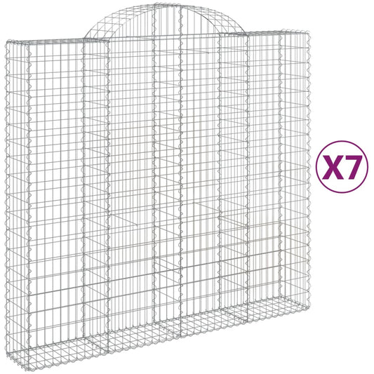 Arched Gabion Baskets 7 pcs 200x50x180/200 cm Galvanised Iron