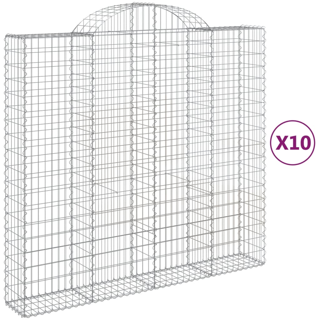 Arched Gabion Baskets 10 pcs 200x50x180/200 cm Galvanised Iron