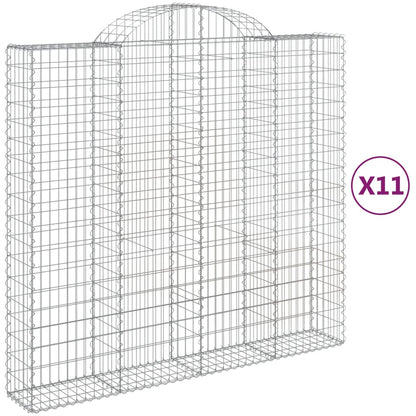Arched Gabion Baskets 11 pcs 200x50x180/200 cm Galvanised Iron