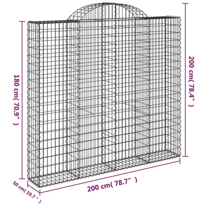 Arched Gabion Baskets 11 pcs 200x50x180/200 cm Galvanised Iron