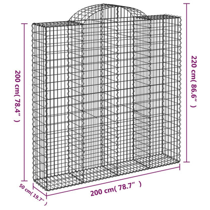 Arched Gabion Baskets 3 pcs 200x50x200/220 cm Galvanised Iron