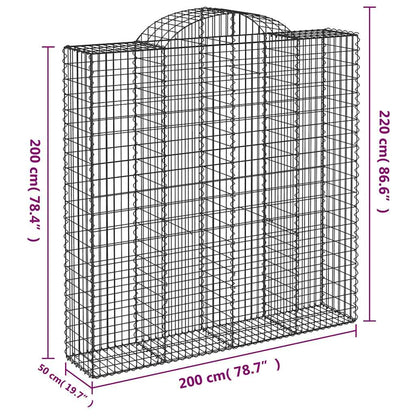 Arched Gabion Baskets 9 pcs 200x50x200/220 cm Galvanised Iron