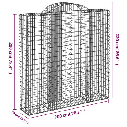 Arched Gabion Baskets 10 pcs 200x50x200/220 cm Galvanised Iron