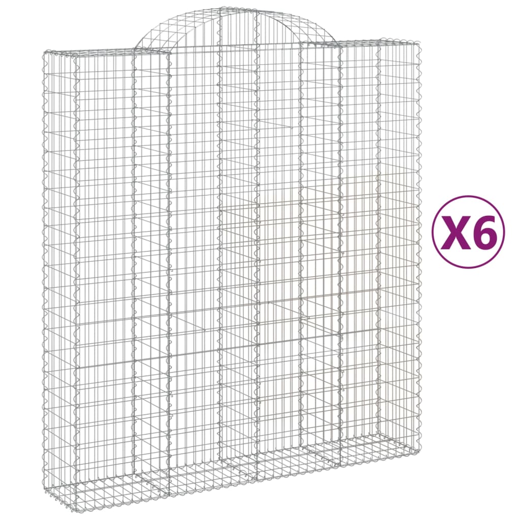 Arched Gabion Baskets 6 pcs 200x50x220/240 cm Galvanised Iron