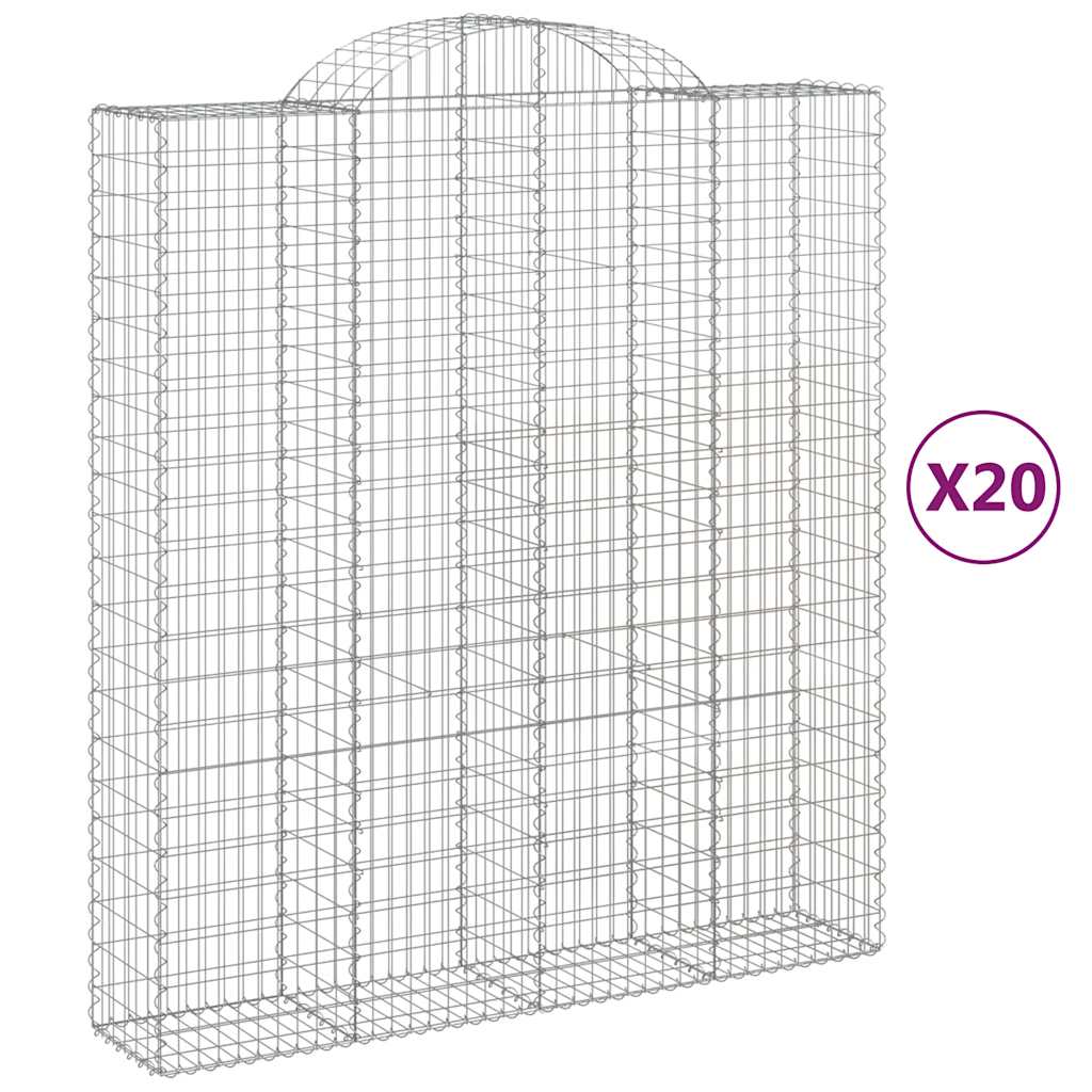 Arched Gabion Baskets 20 pcs 200x50x220/240 cm Galvanised Iron
