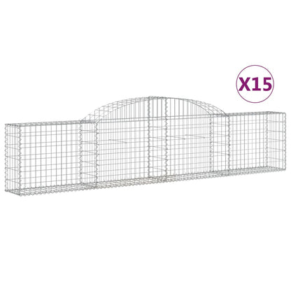 Arched Gabion Baskets 15 pcs 300x30x60/80 cm Galvanised Iron