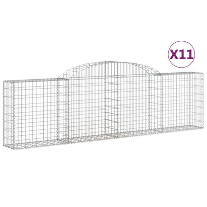 Arched Gabion Baskets 11 pcs 300x30x80/100 cm Galvanised Iron