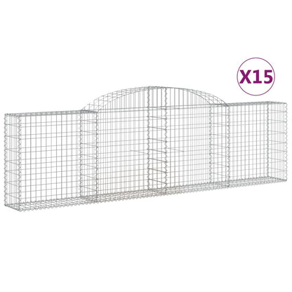 Arched Gabion Baskets 15 pcs 300x30x80/100 cm Galvanised Iron