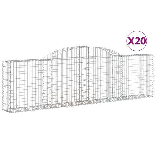 Arched Gabion Baskets 20 pcs 300x30x80/100 cm Galvanised Iron