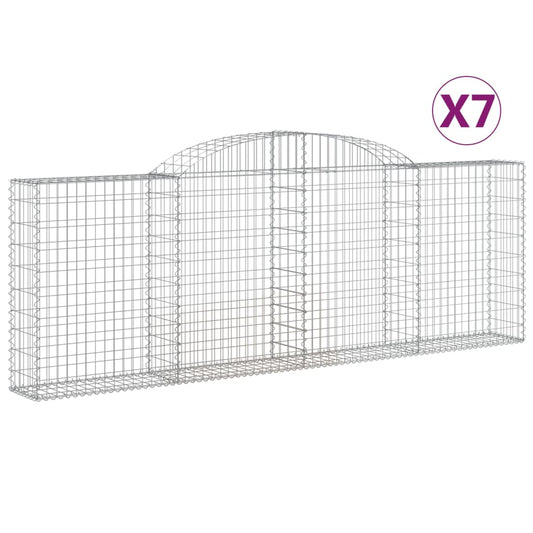 Arched Gabion Baskets 7 pcs 300x30x100/120 cm Galvanised Iron
