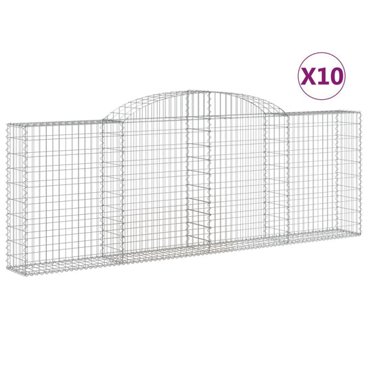 Arched Gabion Baskets 10 pcs 300x30x100/120 cm Galvanised Iron