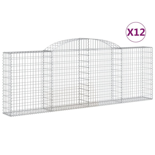 Arched Gabion Baskets 12 pcs 300x30x100/120 cm Galvanised Iron