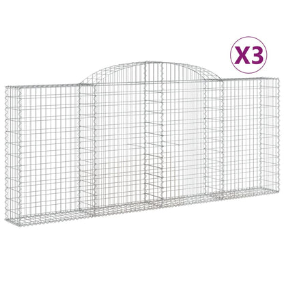 Arched Gabion Baskets 3 pcs 300x30x120/140 cm Galvanised Iron