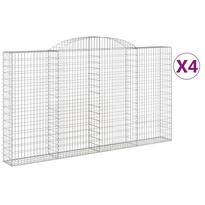 Arched Gabion Baskets 4 pcs 300x30x160/180 cm Galvanised Iron
