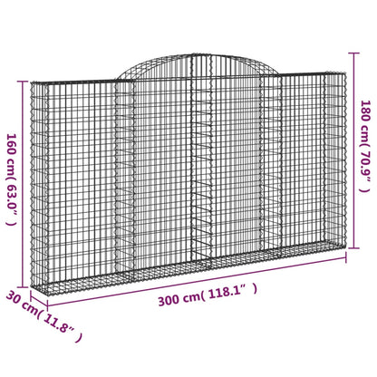 Arched Gabion Baskets 4 pcs 300x30x160/180 cm Galvanised Iron