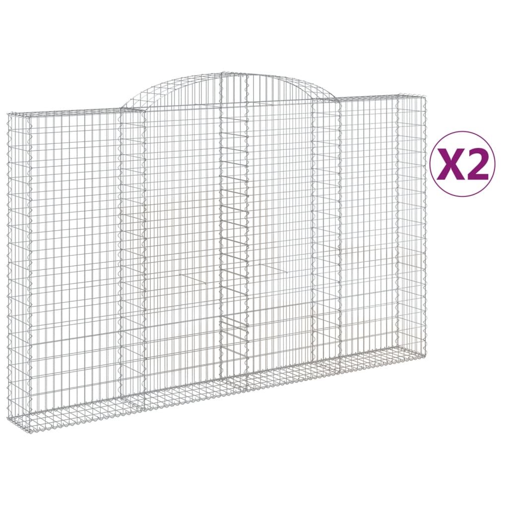Arched Gabion Baskets 2 pcs 300x30x180/200 cm Galvanised Iron