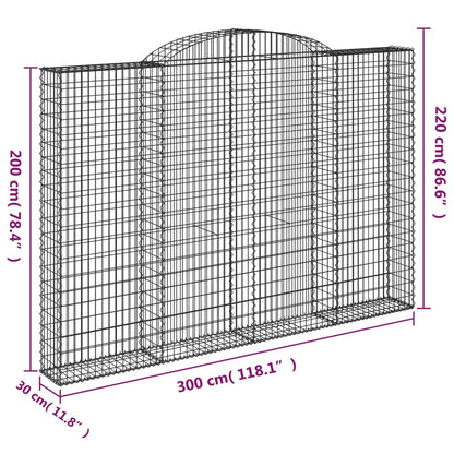 Arched Gabion Baskets 3 pcs 300x30x200/220 cm Galvanised Iron