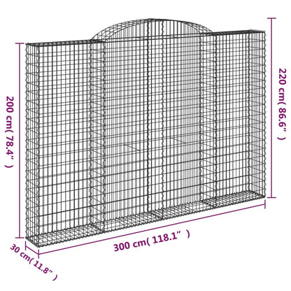 Arched Gabion Baskets 4 pcs 300x30x200/220 cm Galvanised Iron